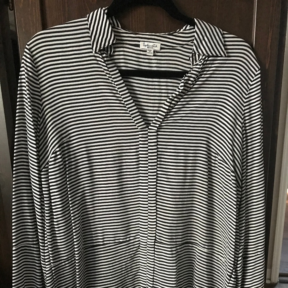 Black and White Striped Blouse